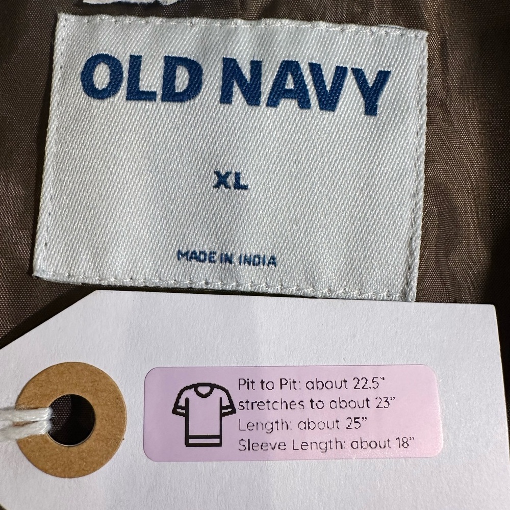 Old Navy Espresso Faux Leather Belted Biker Jacket XL - Picture 13 of 13